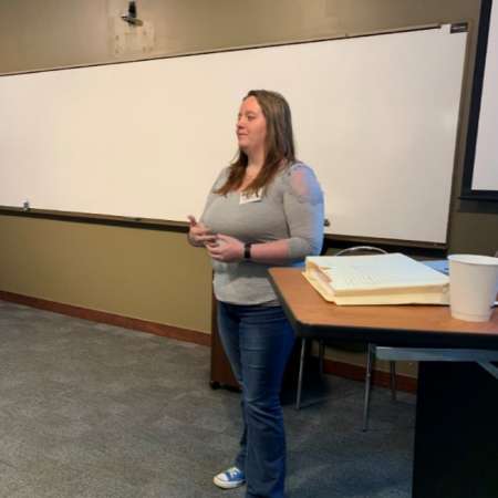 LFYS Program college graduate Bailey gives presentation on handling stress.